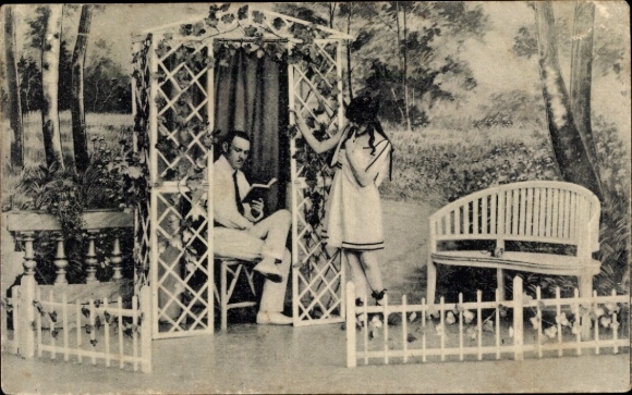 Postcard Reading Man, Young Woman