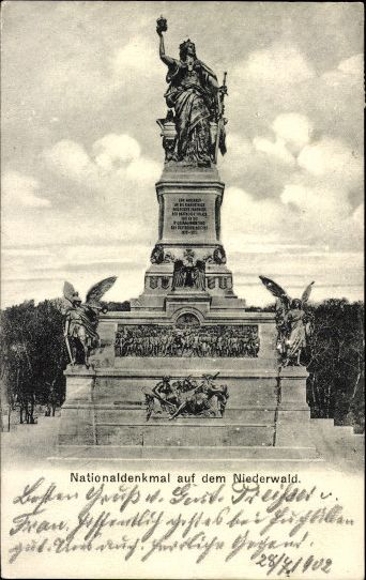 10 alte Ak Niederwalddenkmal am Rhein, verschiedene Ansichten, teilweise gemalt
