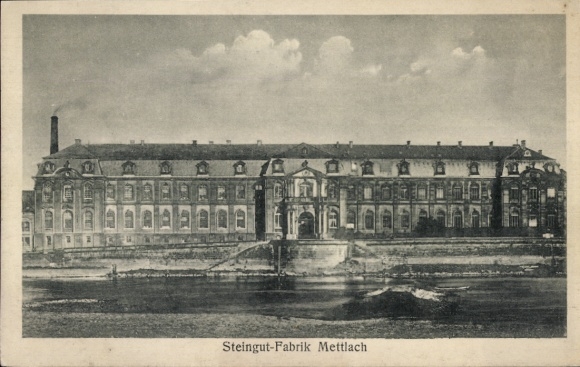 Postcard Mettlach in Saarland, stoneware factory