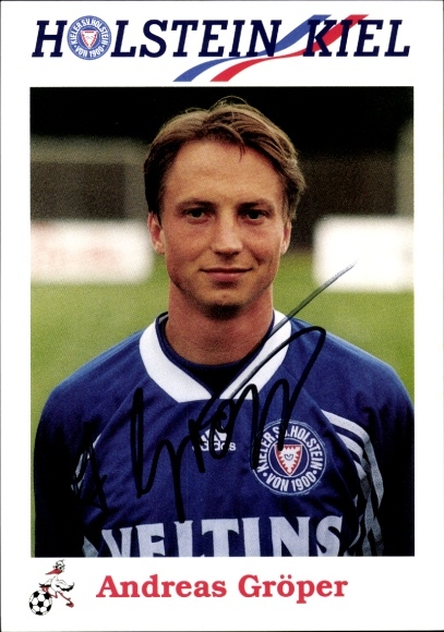 Autograph card footballer Andreas Gröper, Holstein Kiel, autograph