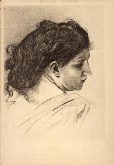 Künstler Ak Feuerbach, Anselm, Weiblicher Studienkopf, Frau, WHW