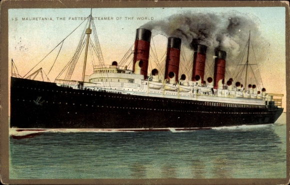 Kunstenaar Ak stoomschip SS Mauretania, Cunard Line