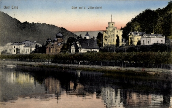Ak Bad Ems an der Lahn, Blick auf Villenviertel