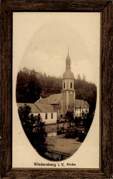 Passepartout Postcard Wiedersberg Triebel in Vogtland, Church