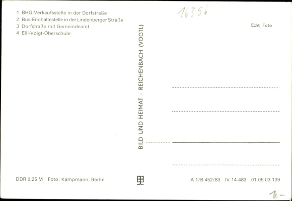 Postcard Ahrensfelde near Berlin, BHG sales point, bus terminus, Lindenberger Straße, secondary school