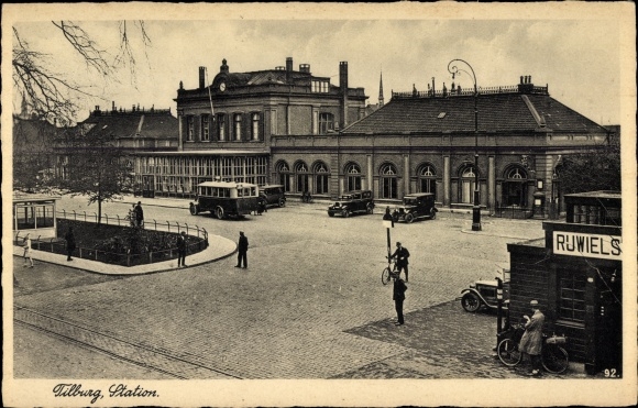 Postcard Tilburg North Brabant Netherlands, station