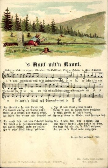 30 song cards, Anton Günther