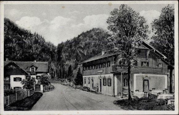 Ak Leitzach Miesbach in der Region Oberland Oberbayern, Gasthaus Bierhäusl