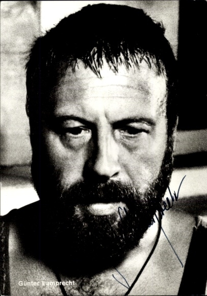 Postcard actor Günter Lamprecht, portrait, autograph