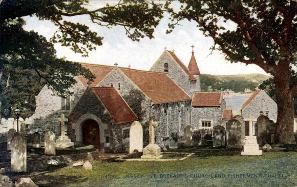 Ak Kanalinsel Jersey, St Brelades Kirche und Fischermen's Kapelle