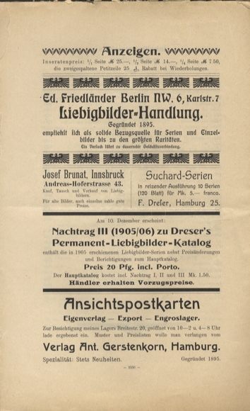 Liebig pictures newspaper advertising Dreser issue 12, volume 10, 1905