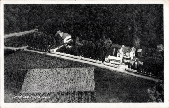 Postcard Erfurt in Thuringia, aerial view of buildings, fields, street