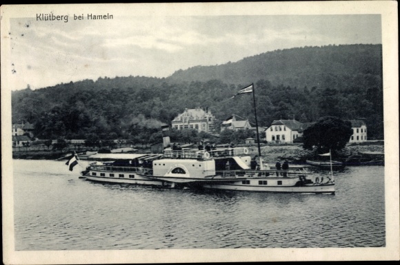 Ak Hameln an der Weser Niedersachsen, Klütberg, Salondampfer