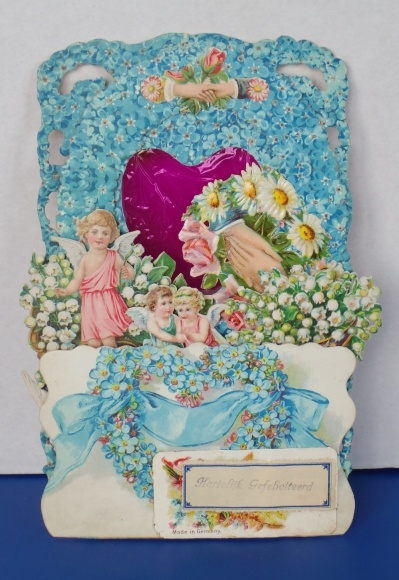 Achtergrondkaart 3D wafel standee, gefeliciteerd, engel, vergeet-mij-nietje, lelietje-van-dalen