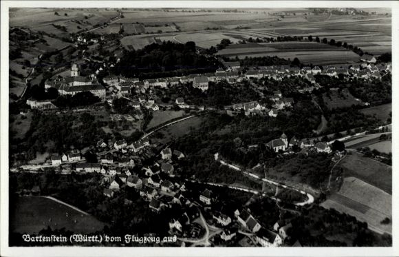 Postcard Bartenstein Schrozberg in Württemberg, aerial photograph