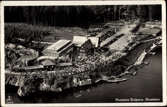 Ak Kriebstein in Midden-Saksen, restaurant Kriebstein-dam