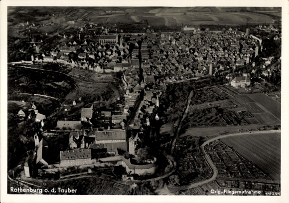 Postcard Rothenburg ob der Tauber Middle Franconia, aerial photograph
