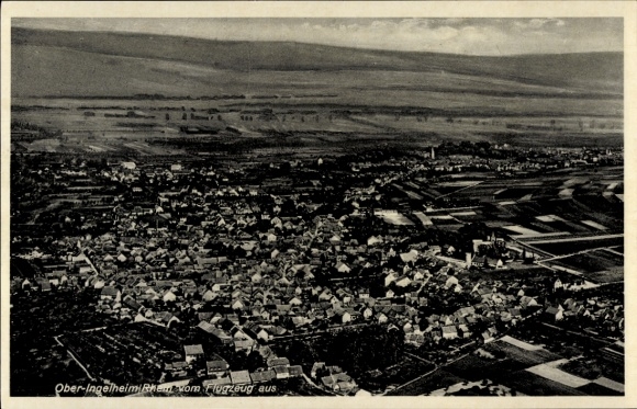Postcard Ober Ingelheim am Rhein, aerial photograph