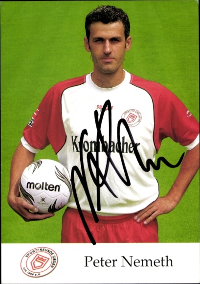 Autograph card footballer Peter Nemeth, Sportfreunde Siegen, autograph