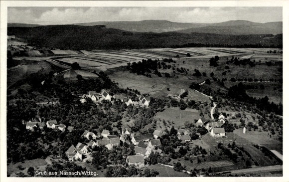 Postcard Nassach Aidhausen in Lower Franconia, aerial photograph