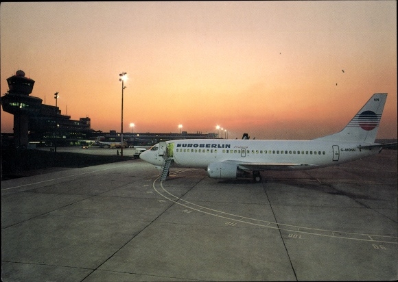 Postcard Boeing 737-300, Euroberlin France, passenger plane