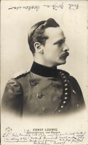 Postcard Ernst Ludwig, Grand Duke of Hesse, portrait, profile view