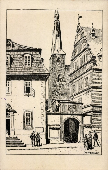 Künstler Ak Ubbelode O., Hameln in Niedersachsen, Rathaus, Hochzeitshaus