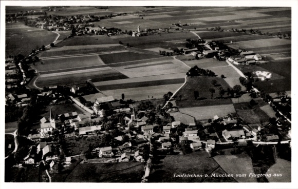 Postcard Taufkirchen near Munich, aerial photograph