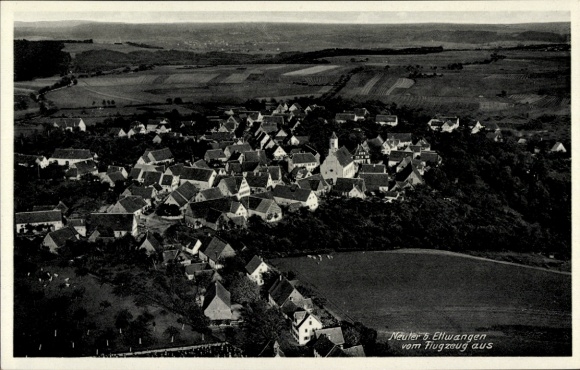 Postcard Ellwangen an der Jagst Württemberg, aerial view of architecture, rural surroundings