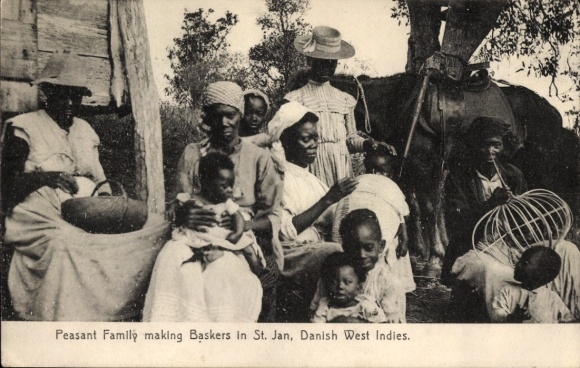 Postcard Saint John Sankt Jan US Virgin Islands, Danish West Indies, basket maker