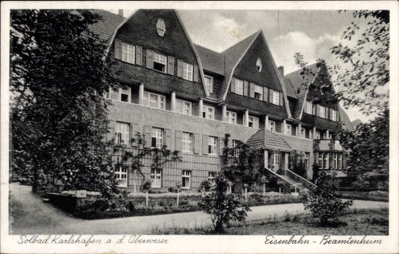 Postcard Bad Karlshafen an der Weser, Salt Bath Karlshafen an der Oberweser, Railway Officials' Home