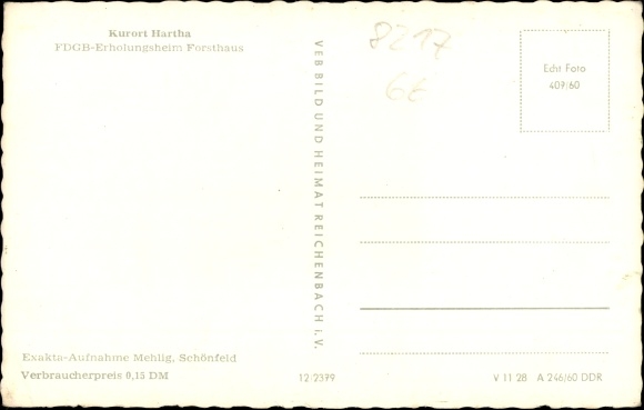 Postcard Hartha Hintergersdorf Tharandt in the Ore Mountains, FDGB convalescent home Forsthaus, motorcycle