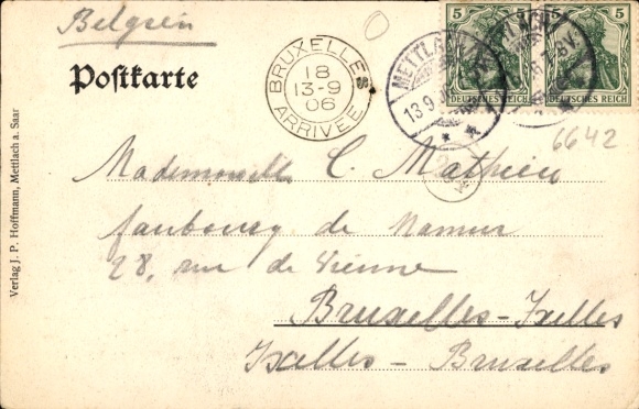 Postcard Mettlach in Saarland, general view, bridge