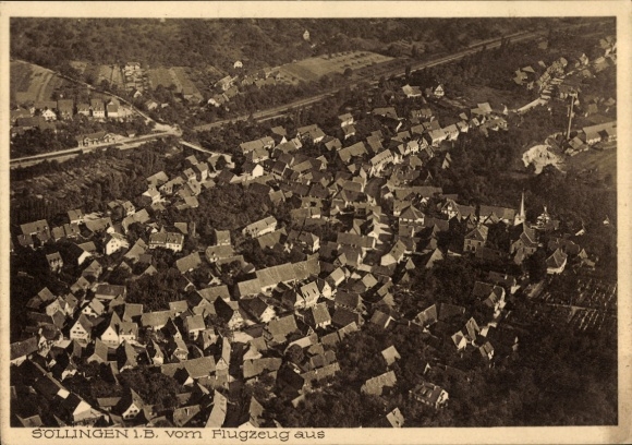 Postcard Söllingen Pfinztal am Kraichgau, aerial photograph