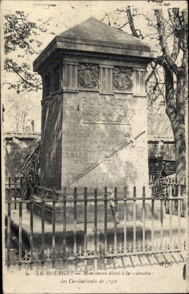 Ak Le Bourget Seine Saint Denis, Monument, Erinnerung an Kämpfer, Inschrift, Baum, Zaun