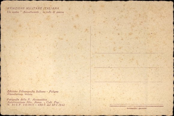 Postcard Italian Air Force, Aerosilurante military aircraft