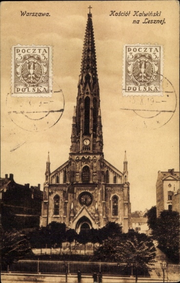 Postcard Warszawa Warsaw Poland, Church