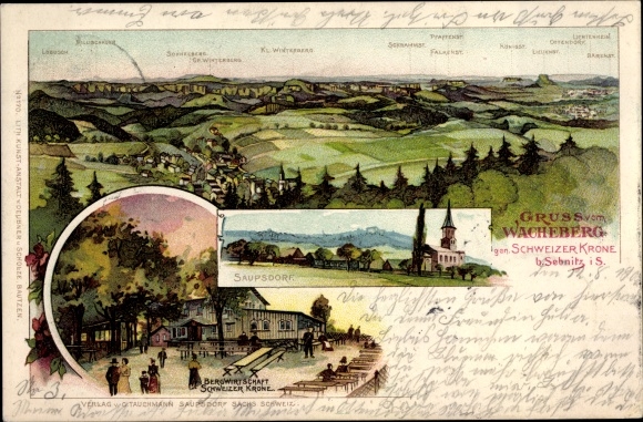 Litho Saupsdorf Sebnitz Saksen, Wacheberg, mijnbouw Zwitserse kroon