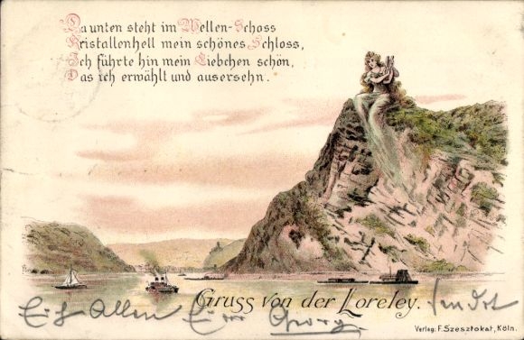 Precursor Chromo-Litho Greetings from the Loreley, Down there in the wave castle