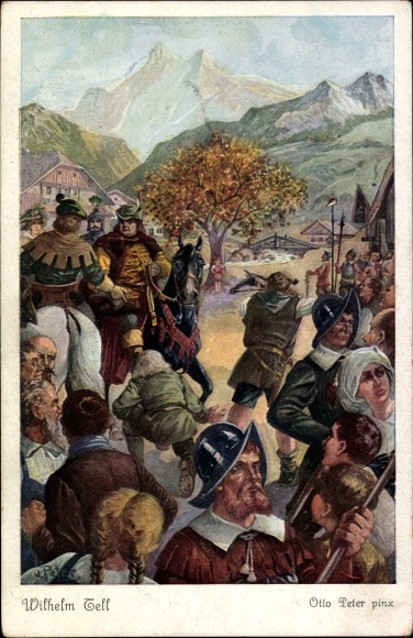 Kunstenaarskaart Peter, O., Wilhelm Tell, appelshot