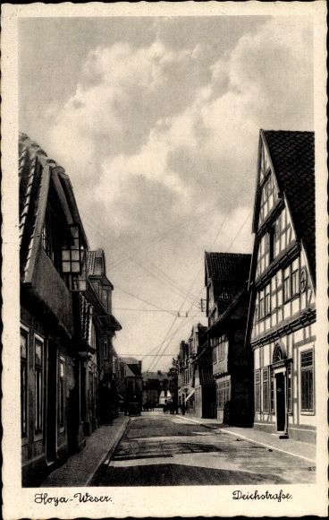 Postcard Hoya on the Weser, Deichstrasse