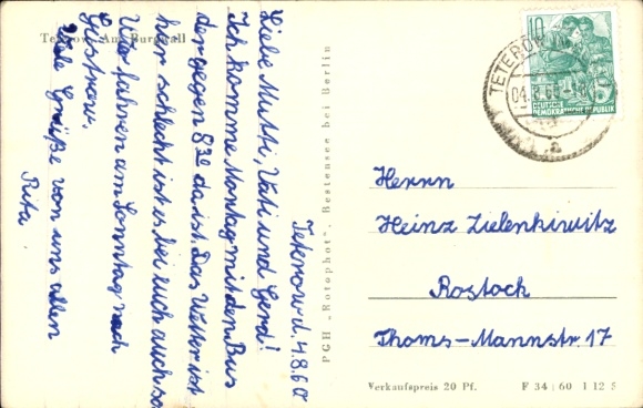 Postcard Teterow in Mecklenburg, castle wall