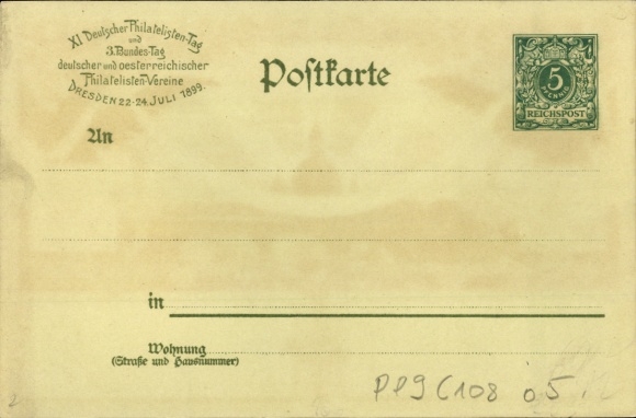 Postwaardestukken litho Dresden, 11e Duitse Filatelistendag 1899