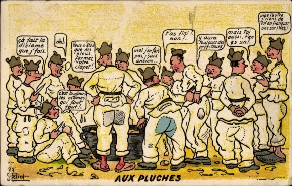 Künstler Ak Petiet, Humour militaire, aux Pluches