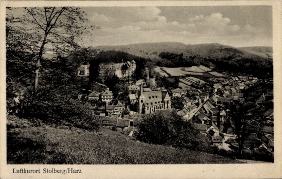 Postcard Stolberg in the Harz, partial view