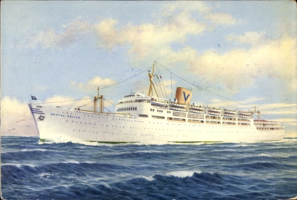 Artist PC Steamship SS Castel Felice, Sitmar Line Genoa
