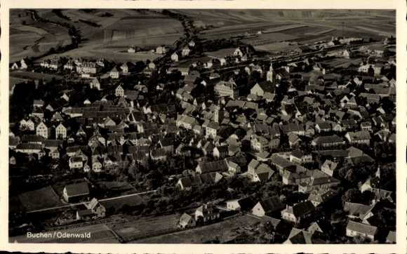 Ak Buchen in het Odenwald Baden, luchtfoto