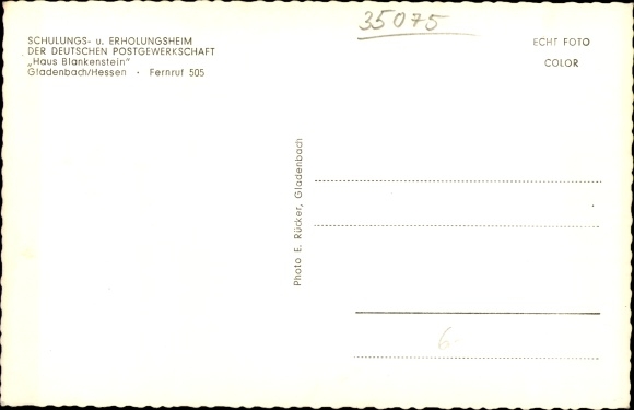 Postcard Gladenbach Hesse, house Blankenstein, convalescent home d. German Postal Union