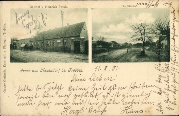Ansichtkaart Neuendorf bij Trebbin Wiesenhagen Trebbin in Brandenburg, herberg, dorpsstraat