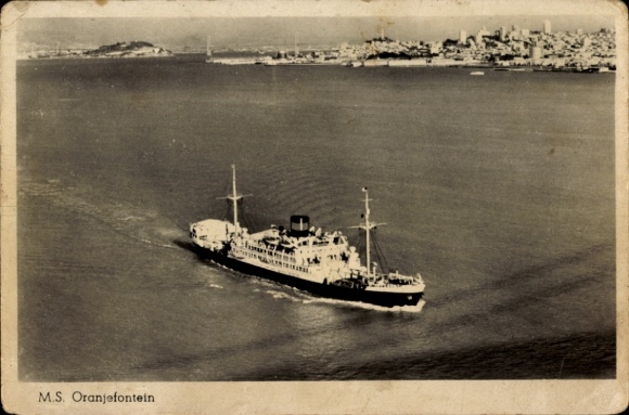 Postcard MS Oranjefontein, aerial photograph